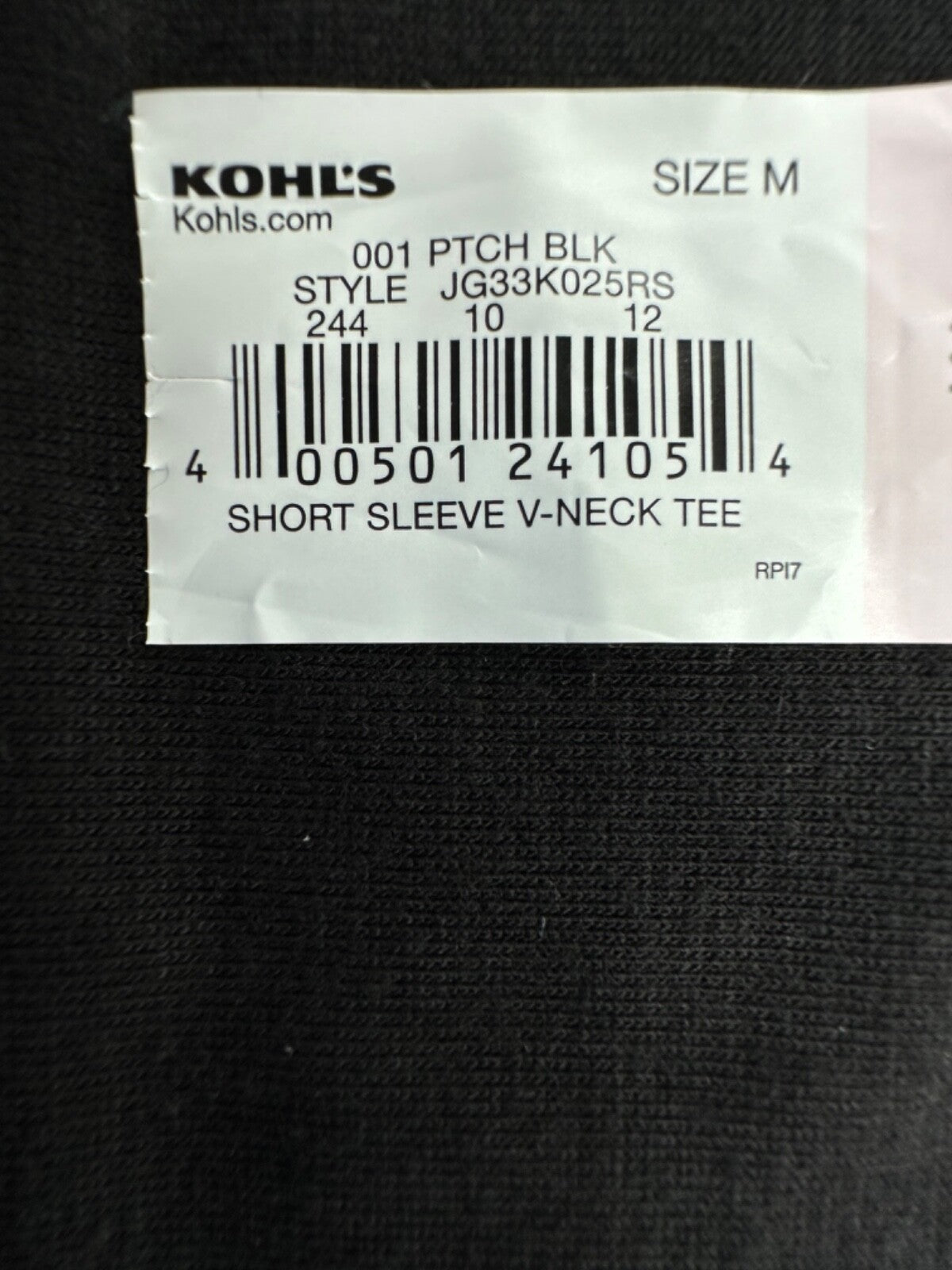 SO Women’s V Neck Tshirt - JG33K025RS - Black - Medium - New With Tag