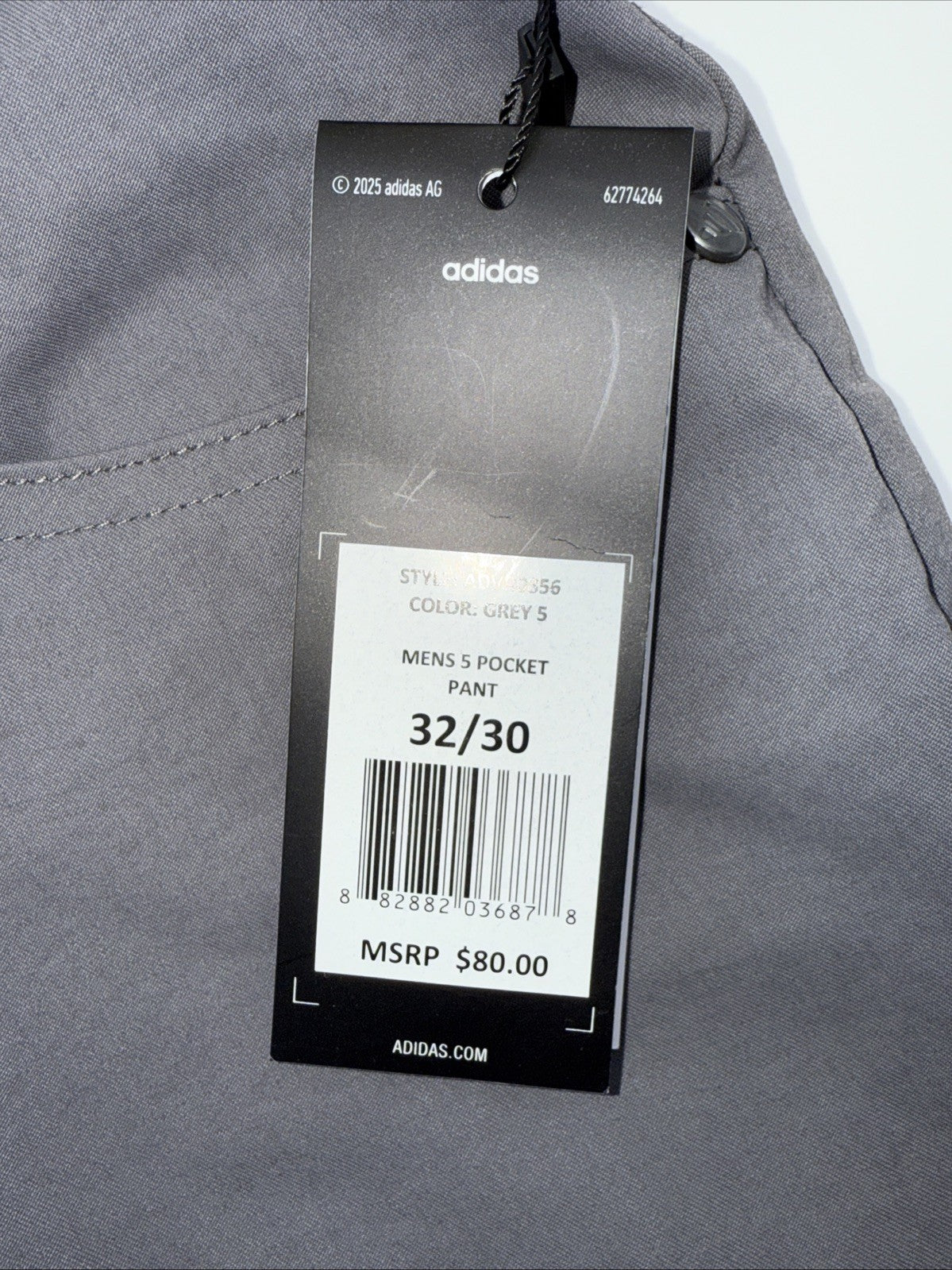 $80 ADIDAS Men's Ultimate 365 5-Pocket Tapered Golf Pants-Grey 5 -32W 30L-New
