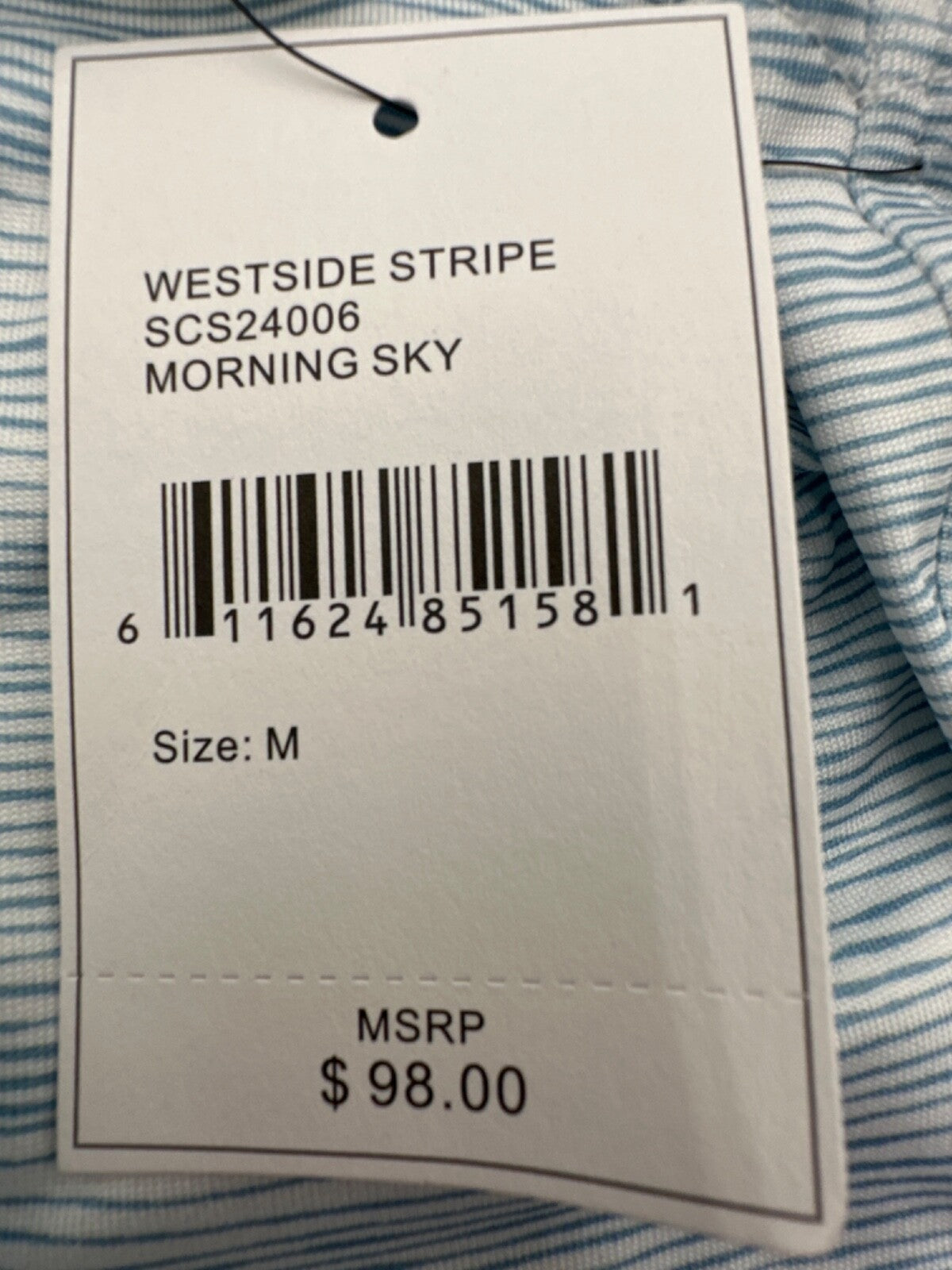 $98 Smooth Co Men's Westside Stripe Button Down Shirt - Morning Sky-Medium-New