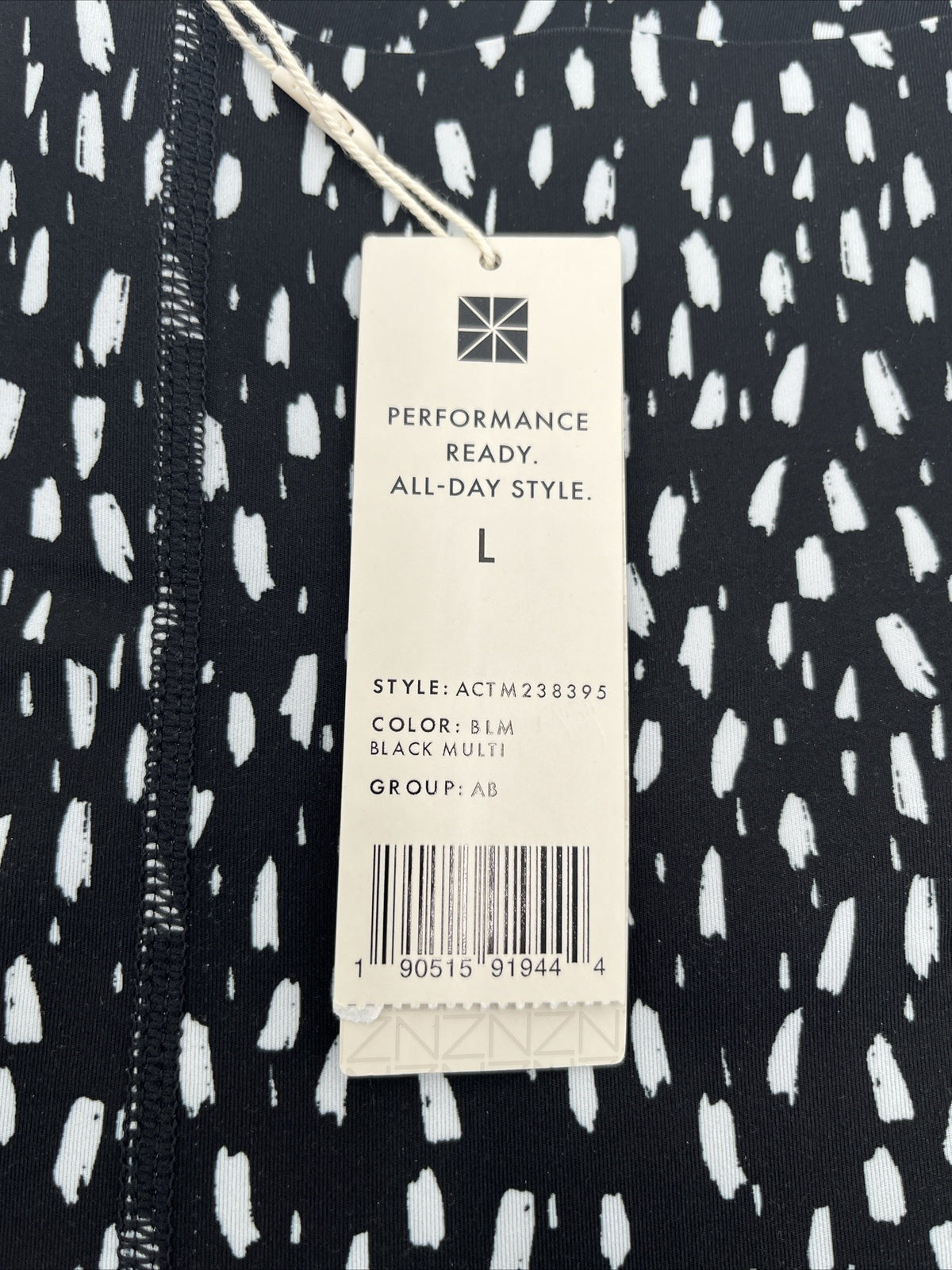 $95 NIC+ZOE High Waist Crop Leggings Brush Strokes- Black/White-Large-NEW