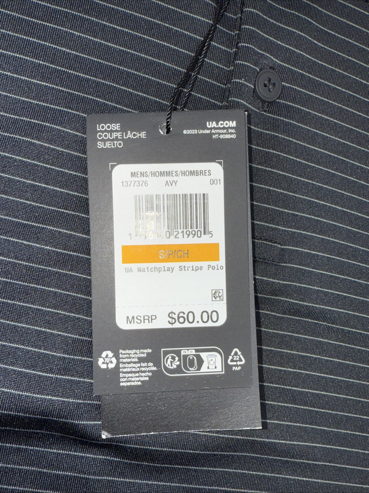 $60 Under Armour Men's UA Matchplay Stripe Polo Shirt-Black/Grey- Small - New