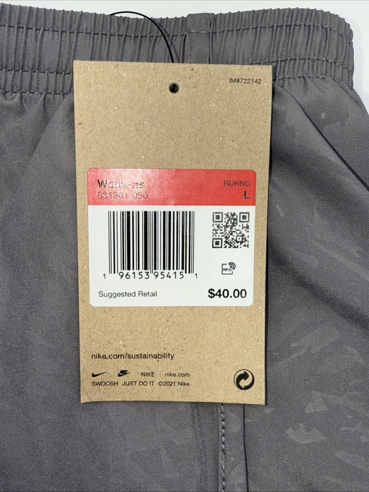 $40 Nike Women’s Tempo Mid-Rise 3in. Lined Running Shorts- Gray Gunsmoke - Large