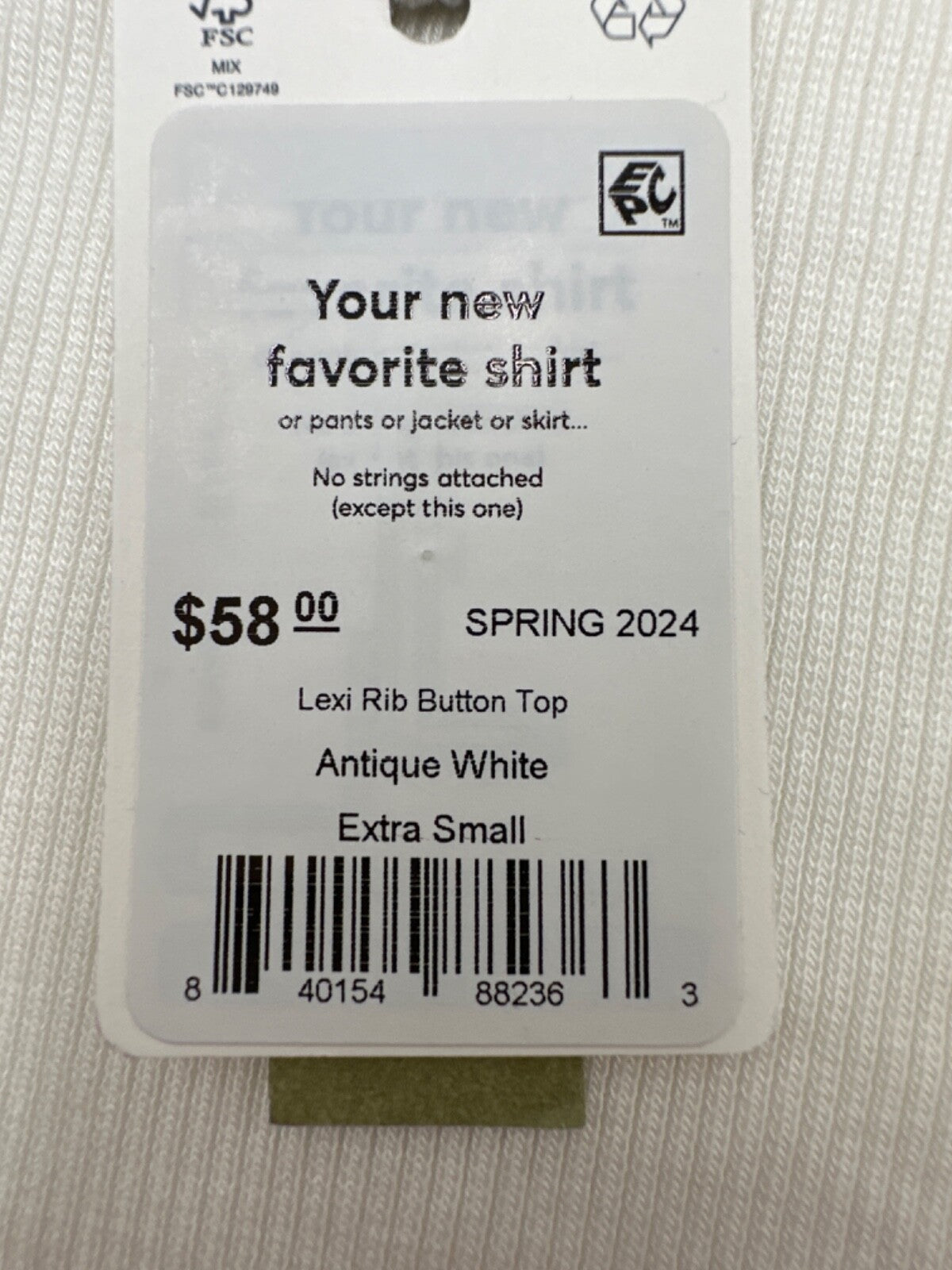 $58 Marine Layer Women's Lexi Ribbed V Neck Top - Antique White - XSmall - New