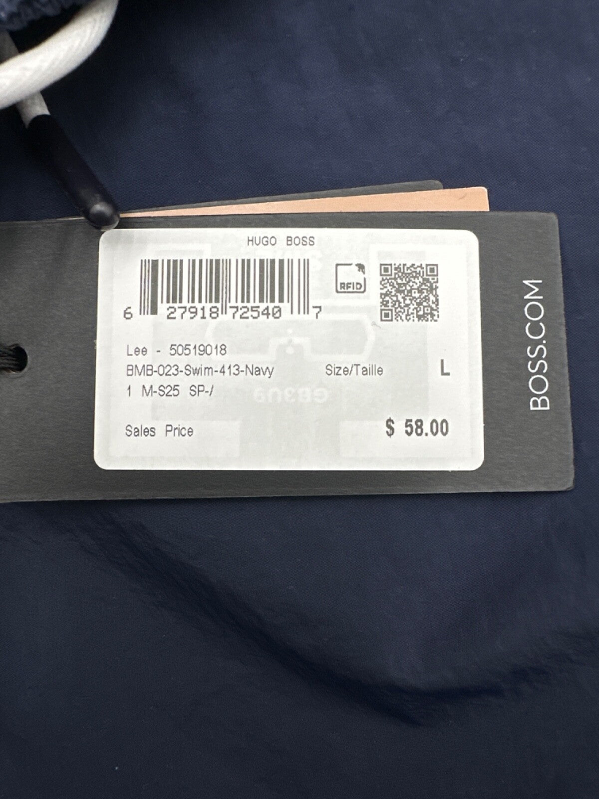 $58 BOSS Men’s Swim Trunks 5” - 50519018 - Navy Blue- Large - New with tag