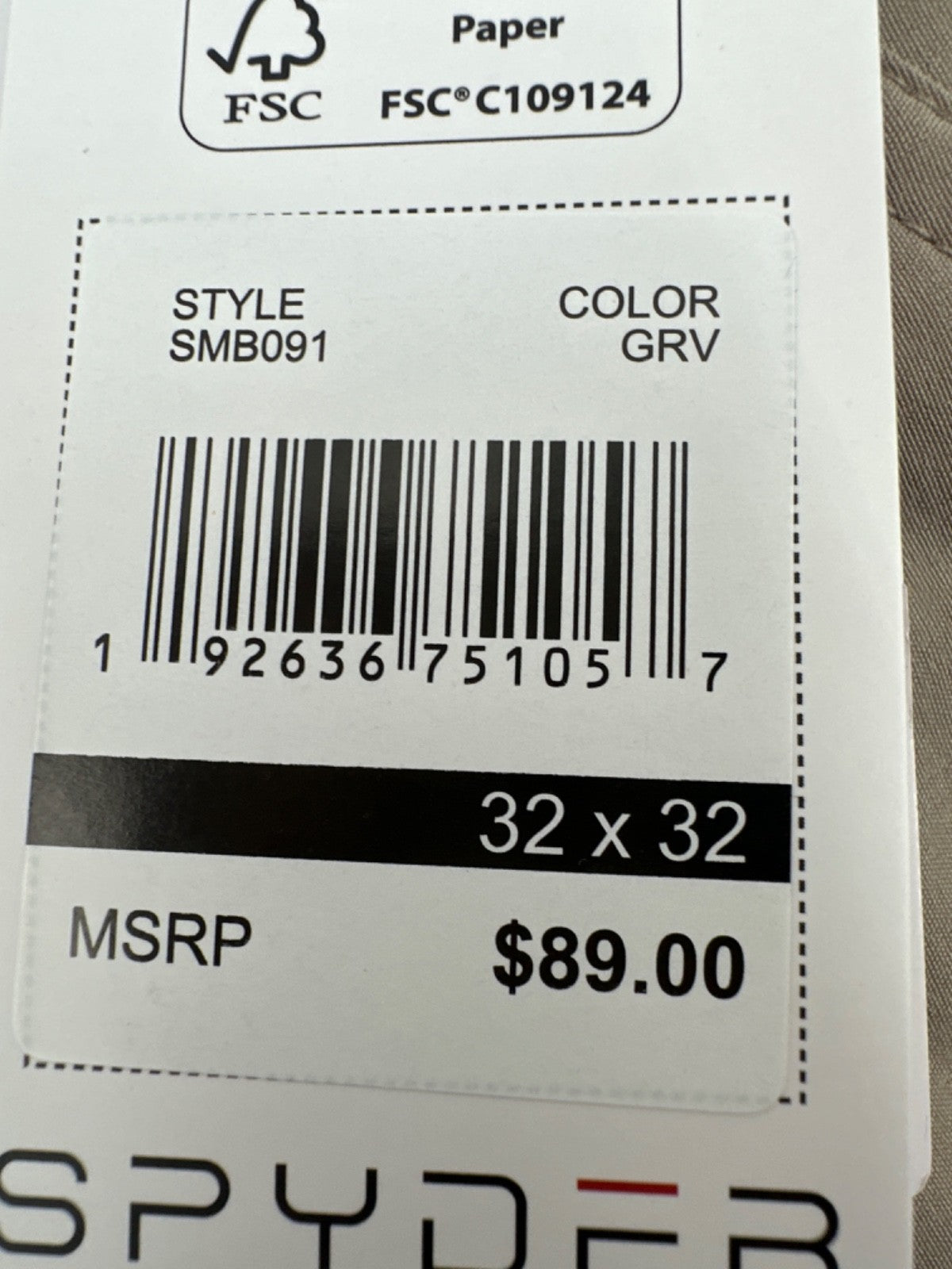 $89 Spyder Men's Convertible Cargo Pants - Gravel - 32W x 32L - New With Tag
