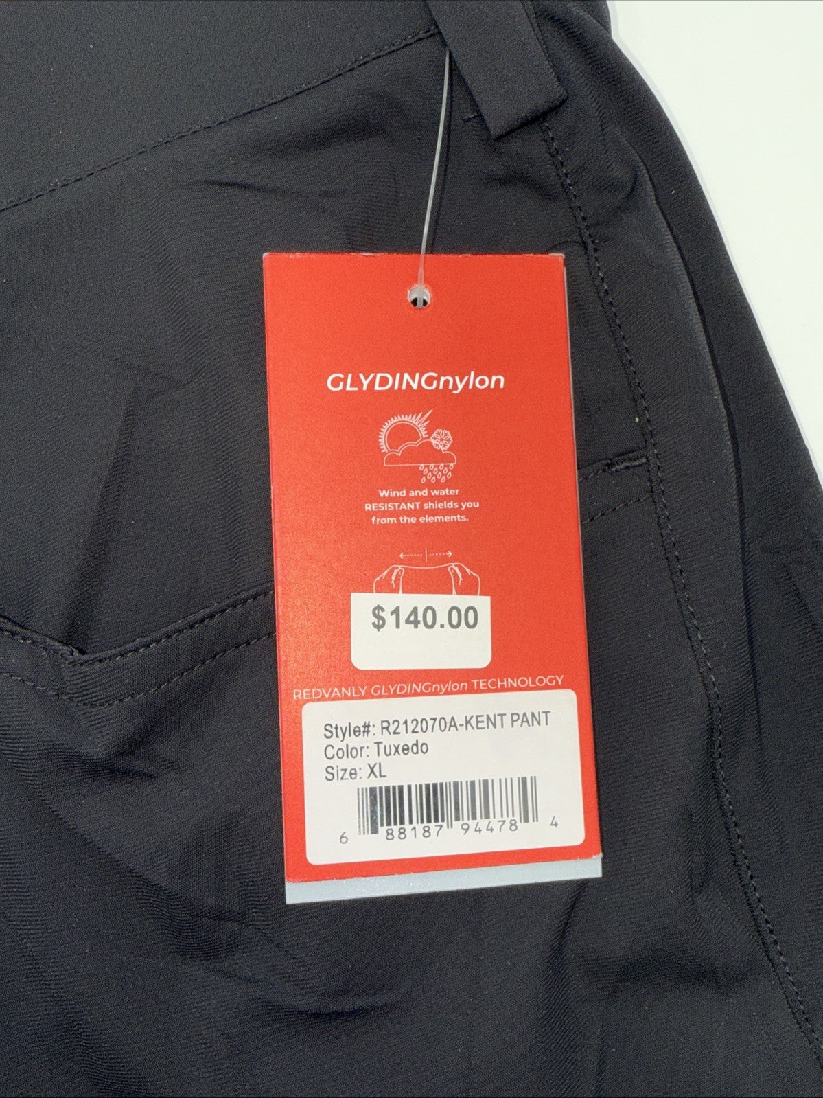 $140 Redvanly Men’s Kent Golf Pants - Tuxedo Black- XLarge - New With Tags