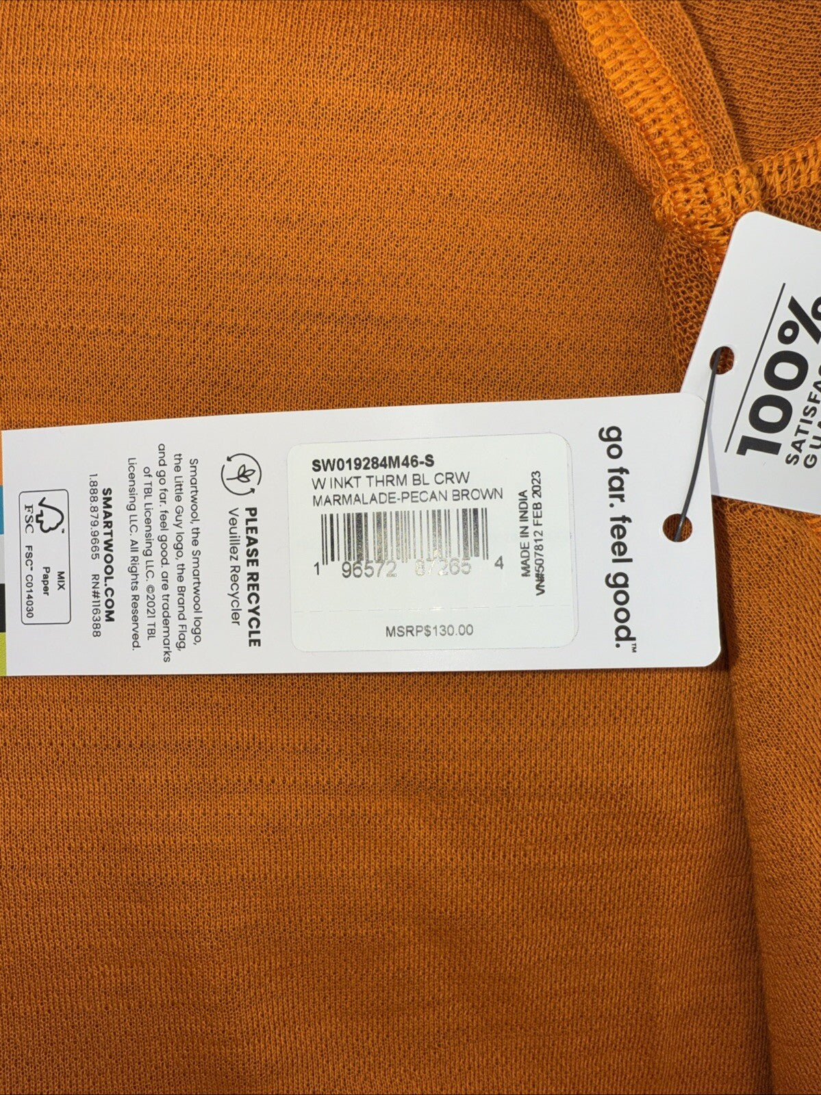 $130 Smartwool Women’s Intraknit Merino Base Layer Crew-Marmalade-Small-New Tag