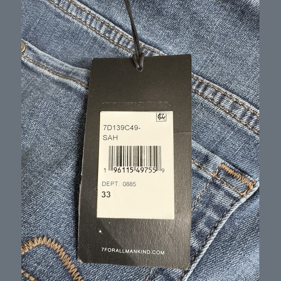 $218 7 For All Mankind Men’s Paxtyn Skinny Slim Fit Jeans -Suh Blue-33W 32L