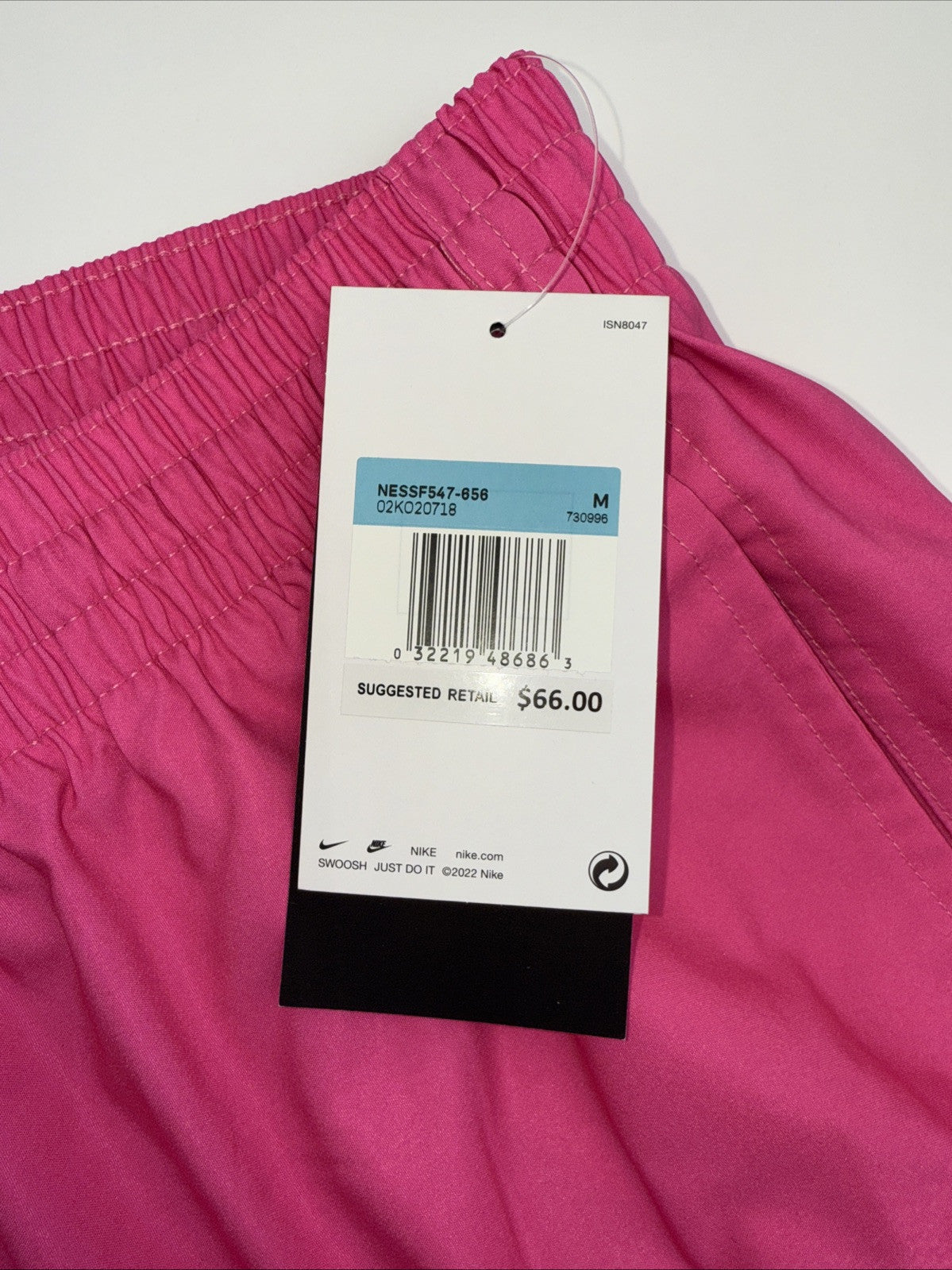 NIKE Men’s Shorts Swim Trunks NESSF547 Ocean Volley 9”-Pink/Grey-Medium -New