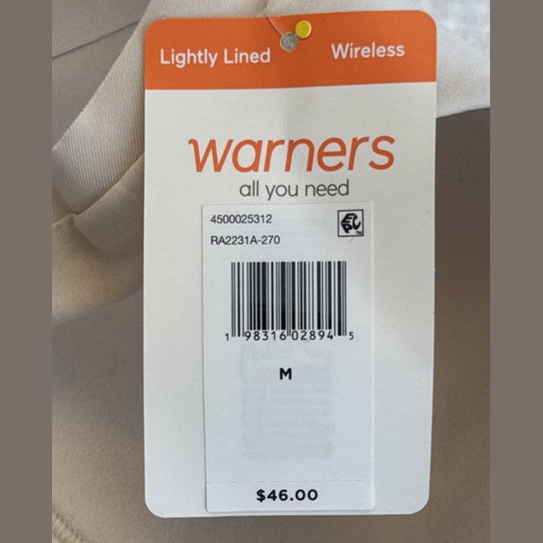 Warners No Side Back Smoothing Wireless Lined T-Shirt Bra-Butterscotch-Medium