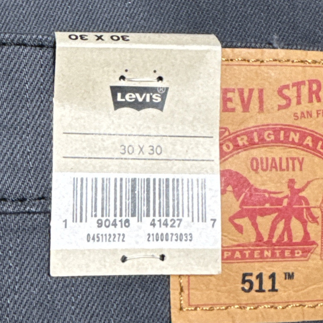 $69 Levi’s Men’s 511 Slim Fit Stretch Jeans -Grey Black- 30W x 30L- New Tags