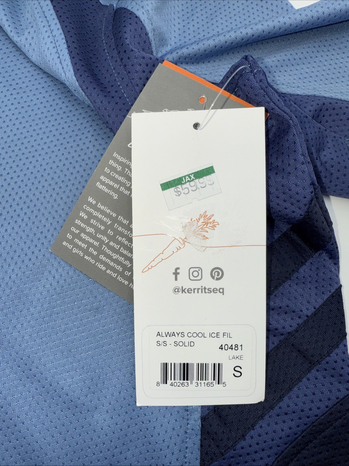 Kerrits® Ladies Always Cool Ice Fil® Lite Short Sleeve Jersey-Blue-Small-New Tag