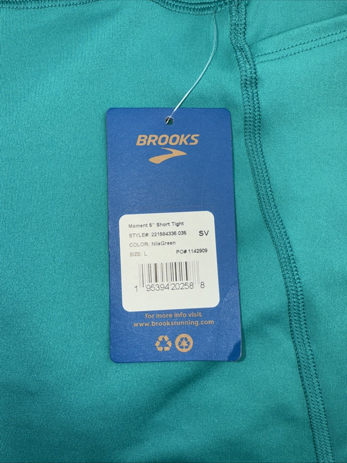 $55 Brooks Women’s Moment 5” Biker Tight Shorts - Nike Green - Large- New Tag