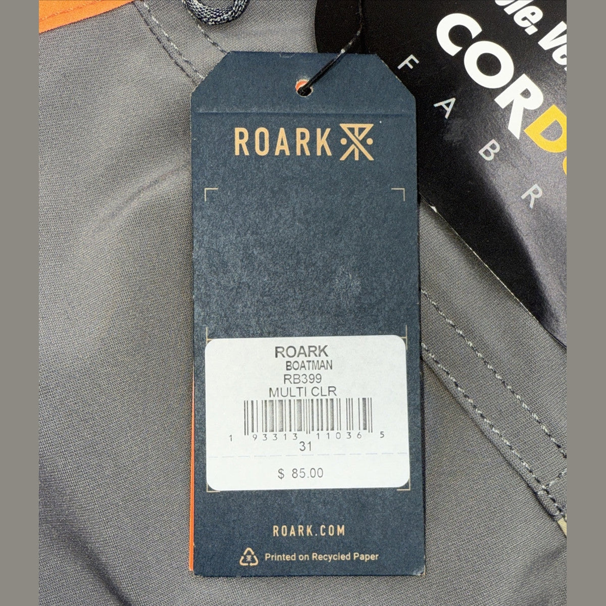 $85 Roark Men’s Boatman Boardshorts 17" Shorts- Grey Multi- Size: 31W-NEW