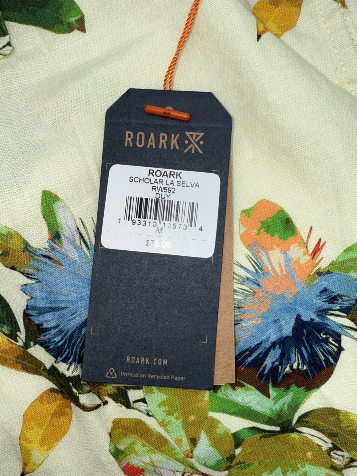 $75 Roark Men’s Scholar La Selva Button S/S Shirt-Yellow Multi-Medium-New Tag