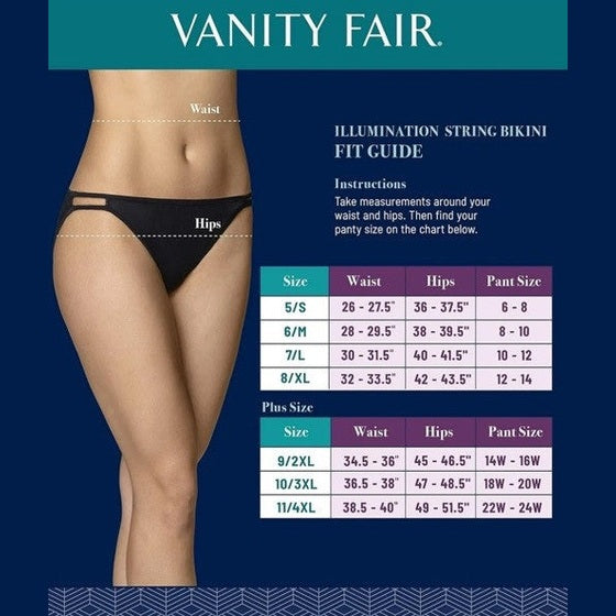 $40 Vanity Fair -3 pair- Women’s Illumination Bikini Panty 18108-Beige-7/Large