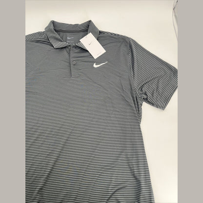 Nike Men’s Dri-Fit Polo Core Striped Golf Tennis Shirt-Grey/Black- Small-NWT