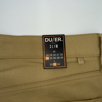 $139 DU/ER Men’s NuStretch Slim Fit 5 Pocket Chino Pants- Khaki - 33W 32L - New