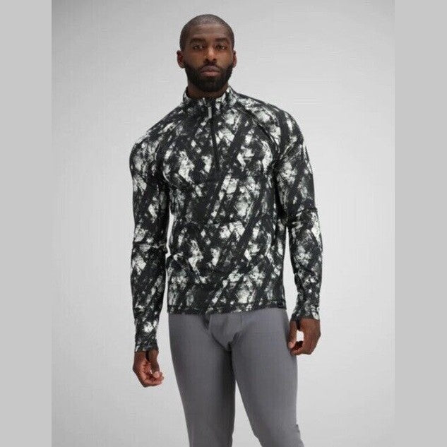 $119 Obermeyer Men’s Flex 1/4-Zip Mid-Layer Top- Descent Black/White - Medium