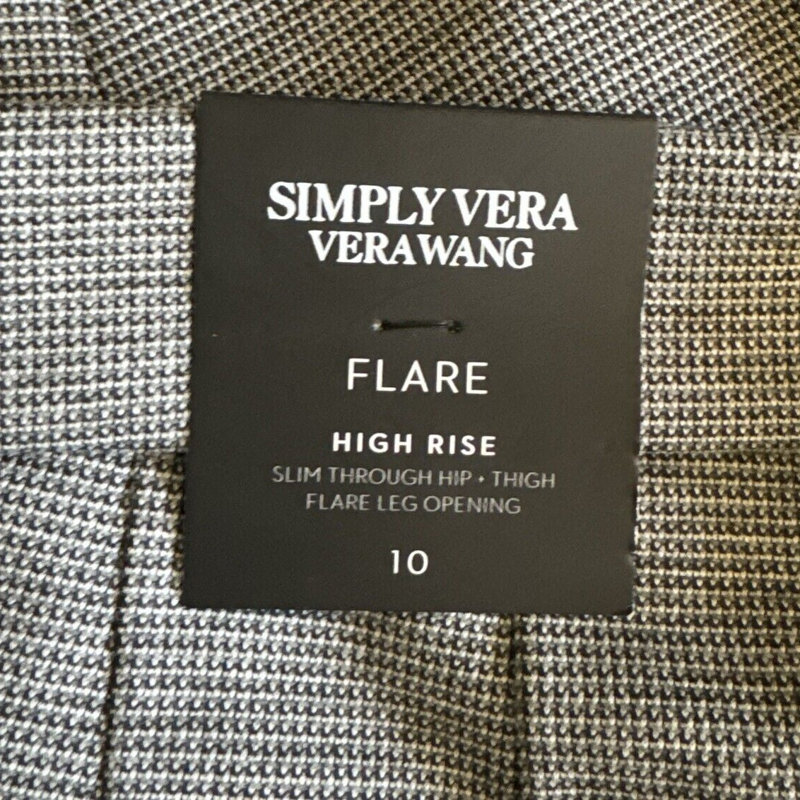 Simply Vera Wang Women’s High Rise Flare Dress Pants - Mini Check- Size: 10 NWT