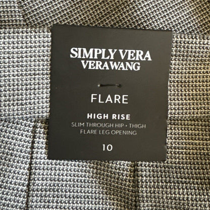 Simply Vera Wang Women’s High Rise Flare Dress Pants - Mini Check- Size: 10 NWT