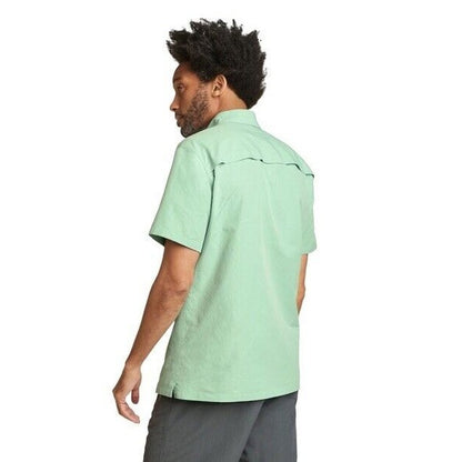 $60 Eddie Bauer Men's Ripstop Guide Short Sleeve Shirt- Turquoise -Medium-New