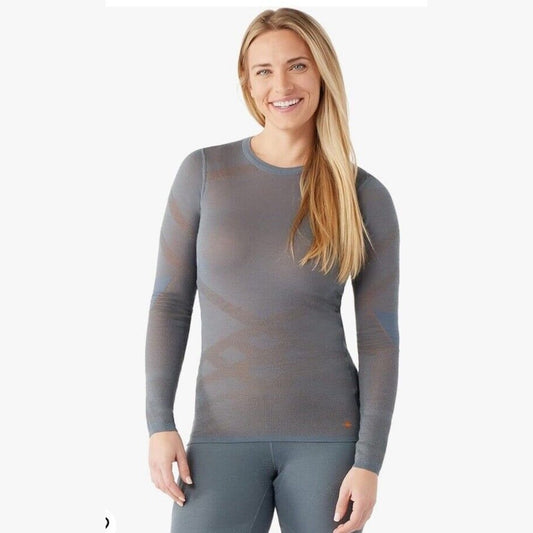 $130 Smartwool Women’s Intraknit Activ Merino Base Layer Top-pewter Blue-XLarge