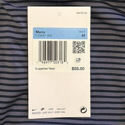 Nike Men’s Dri-Fit Polo Core Striped Golf Tennis Shirt- Grey Navy -Medium-New$55