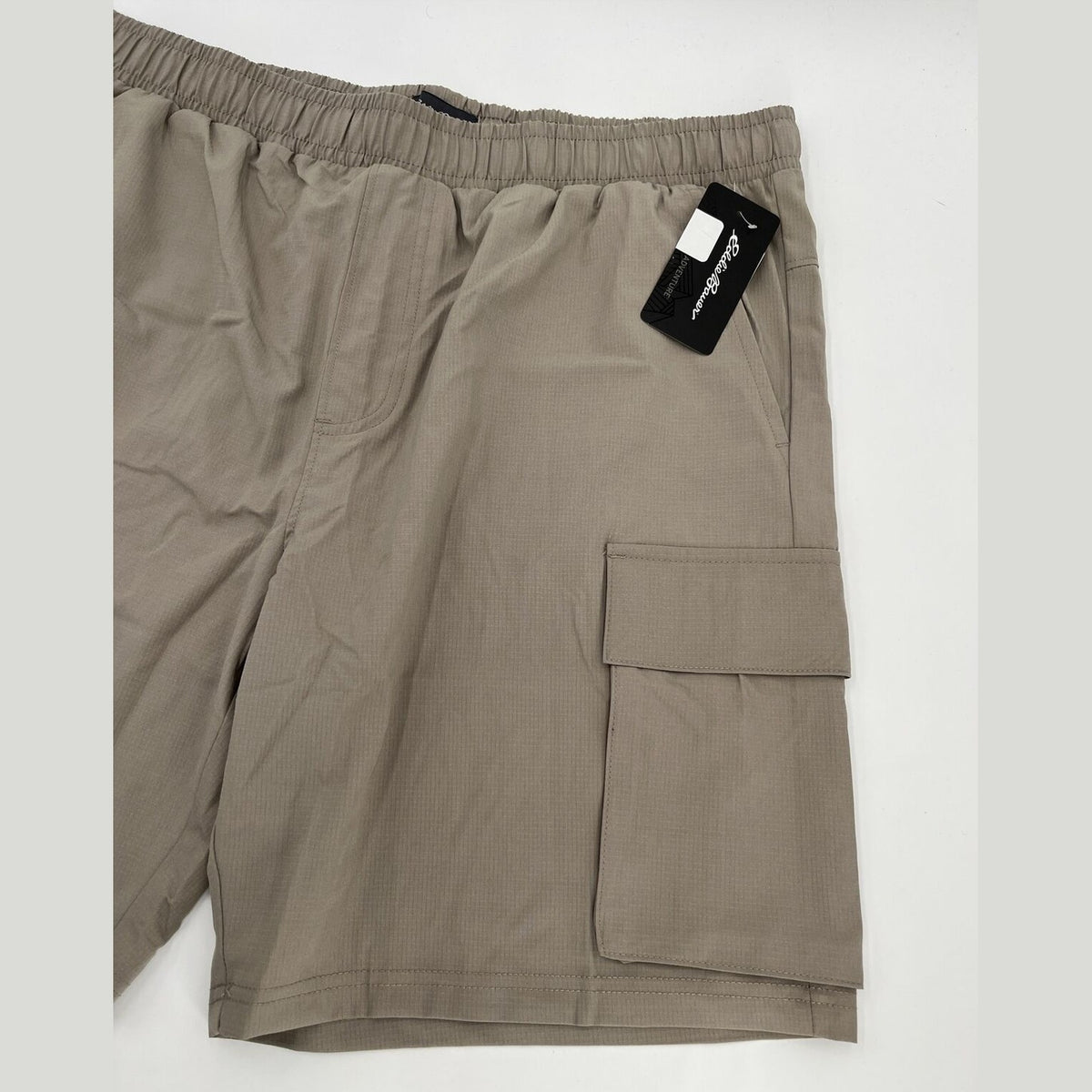 $60 Eddie Bauer Men's Inland 8” Woven Tech Drawstring Pull On Shorts-Taupe-Large