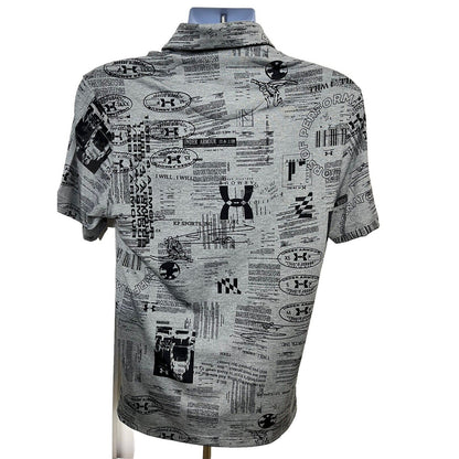 $85 Penguin Men’s Surprise Pattern Assorted Polo Shirt -Grey/ Black- Small-New