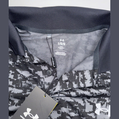 $60 Under Armour Men’s Matchplay Polo Golf Shirt 1377377-Camo Black -Large - New
