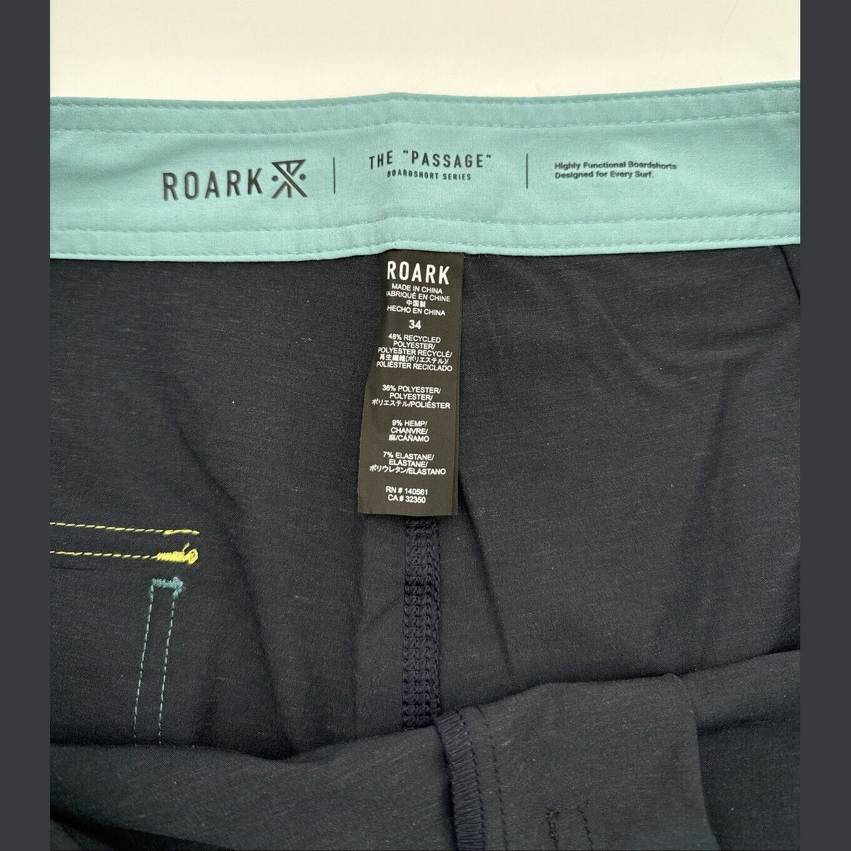 $69 Roark Men’s Passage Panel Batik 17” Boardshorts-D.Navy Black -Size: 34W-New