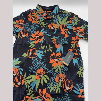 $79 Roark Men’s Journey Tahiti Nui Button S/S Shirt-Black Multi- Small-New Tag