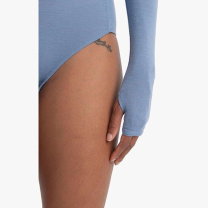 $130 Icebreaker Women's Queens High Neck Bodysuit 100% wool-Kyanite-Large-NWT