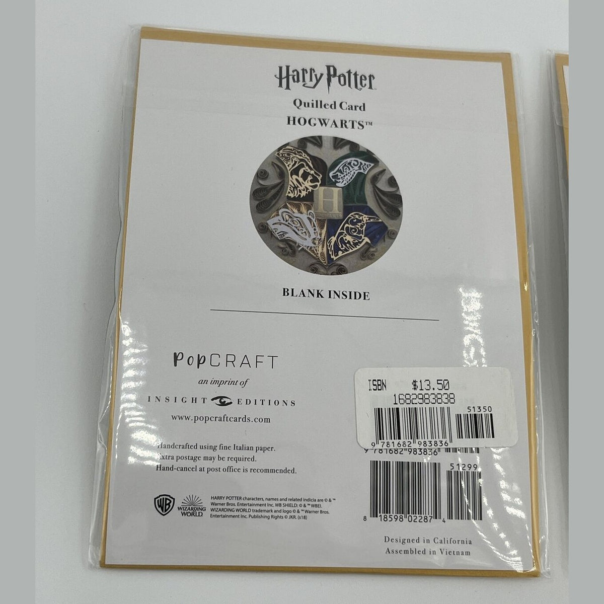 2 PopCraft Card High Quality Quilling HARRY POTTER HOGWARTS Blank inside $13.50