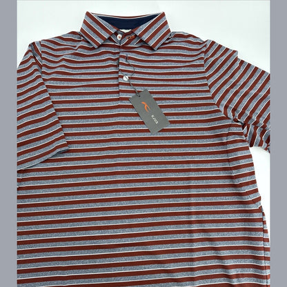 $99 Kjus Men’s Soren Golf Polo Striped Performance Shirt- Cedar -Size: 50/Medium