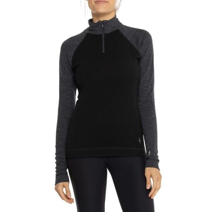 $120 Smartwool Women’s 1/4 Zip Pullover Merino 1/4 Zip-Black Dots - Small -New