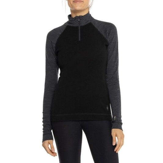 $120 Smartwool Women’s 1/4 Zip Pullover Merino 1/4 Zip-Black Dots - Small -New