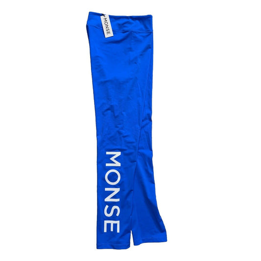 $390 MONSE Designer Blue w/ White Logo Print High Waist Leggings ME220715-Large