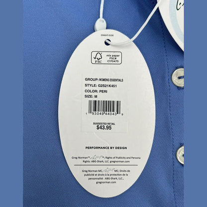 $44 Greg Norman Women’s Freedom Micro Pique Sleeveless Shirt - Peri -Medium-New