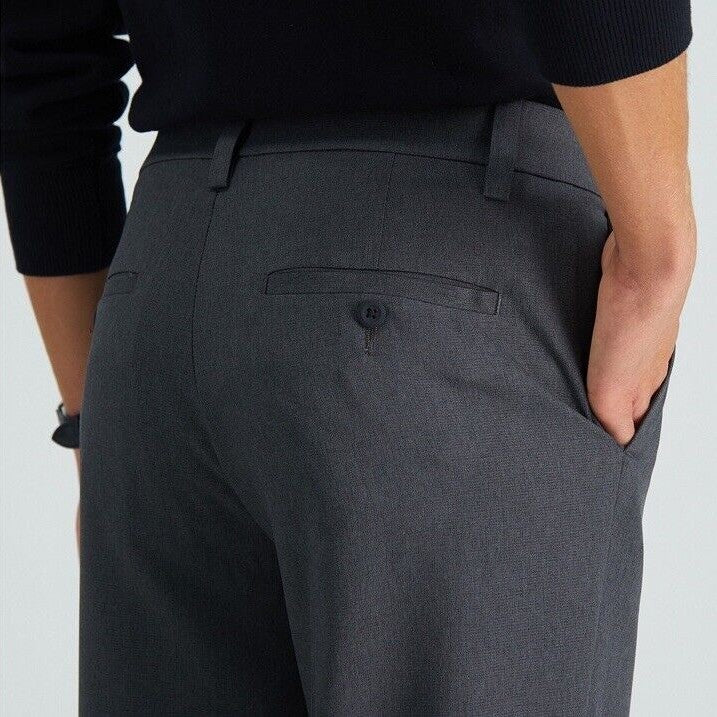 Haggar Men’s Performance Flex Slim Fit Flat-Front Pants-Dark Grey- 29Wx30L