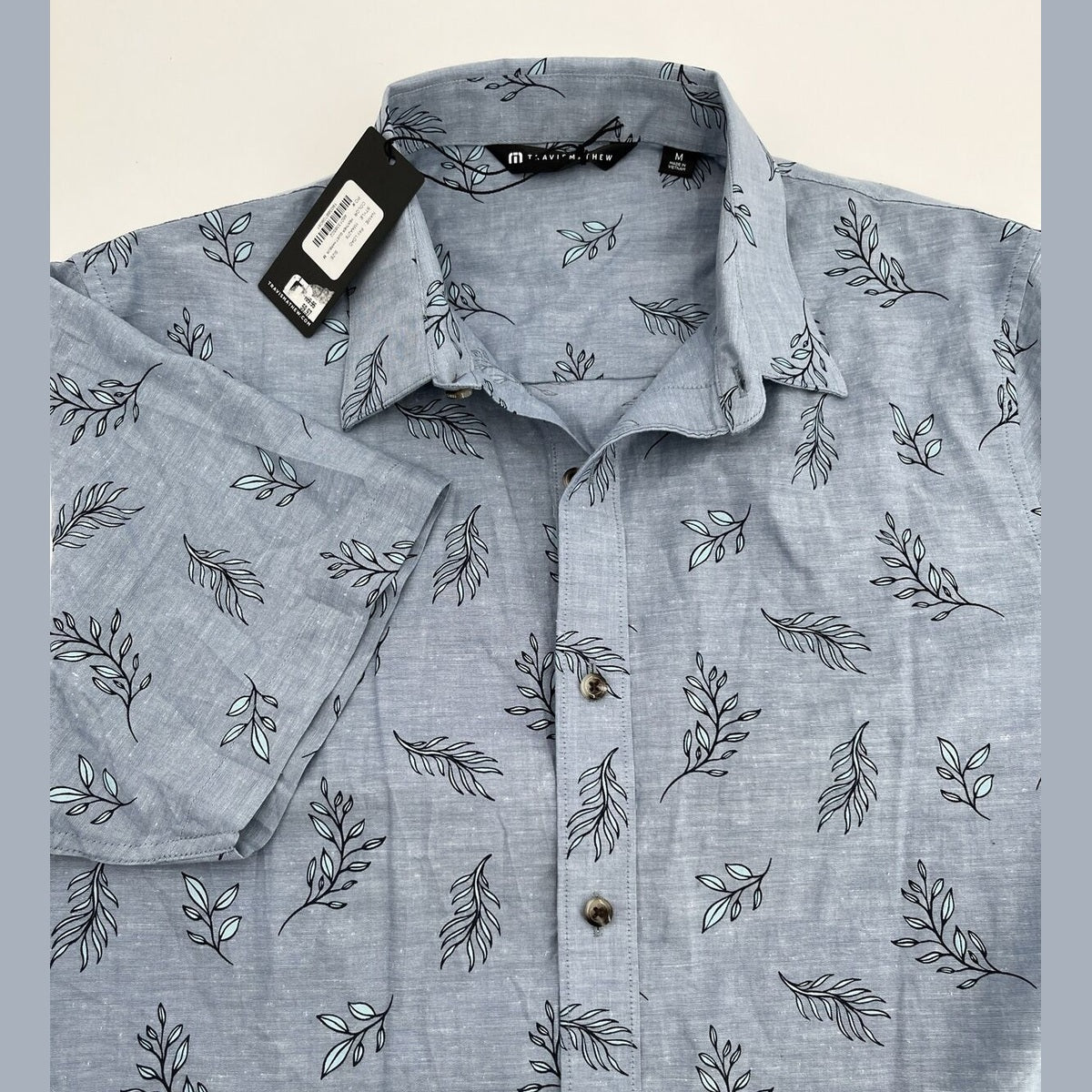 $110 Travis Mathew Men’s Pay Load Button Down Shirt-Quiet Harbor-Medium-New