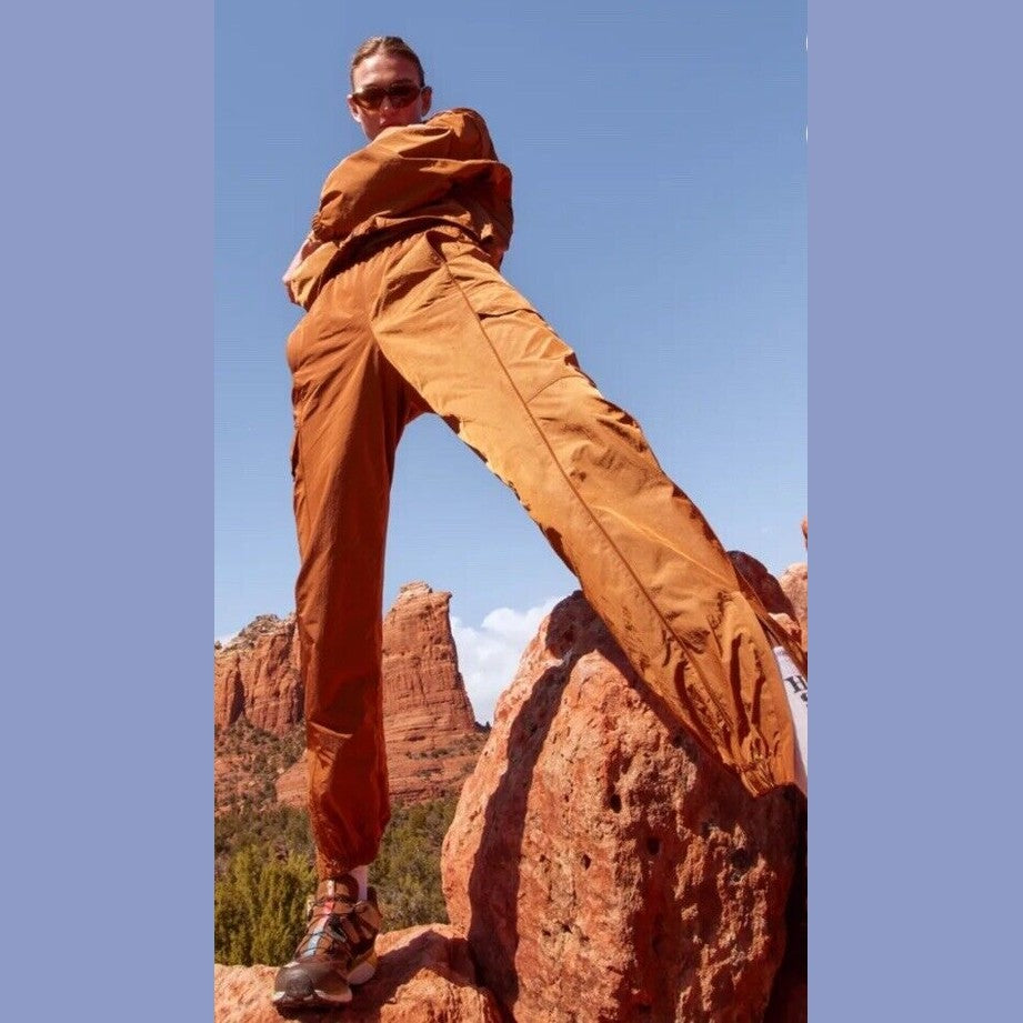 $115 Halfdays Women’s Watson Nylon Cargo Pants baggy Hiking -Caramel-Large-NEW