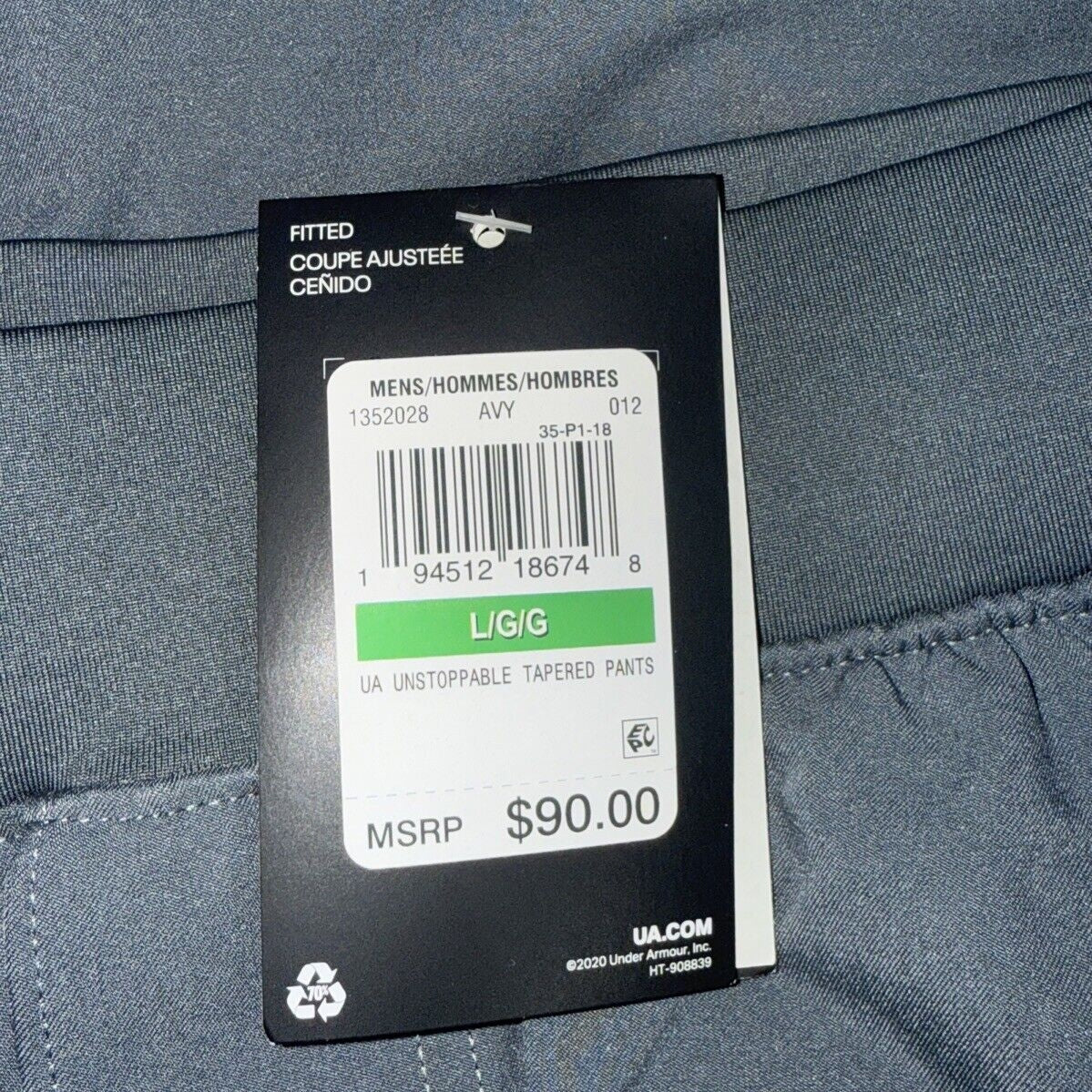 $90 Under Armour Men’s Unstoppable Tapered Training Pants- Grey-Large - New Tags