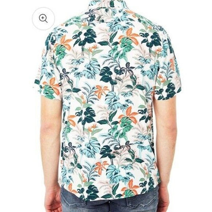$128 Slate & Stone Tropical Floral Viscose Shirt Short Sleeve-Multicolor-Medium