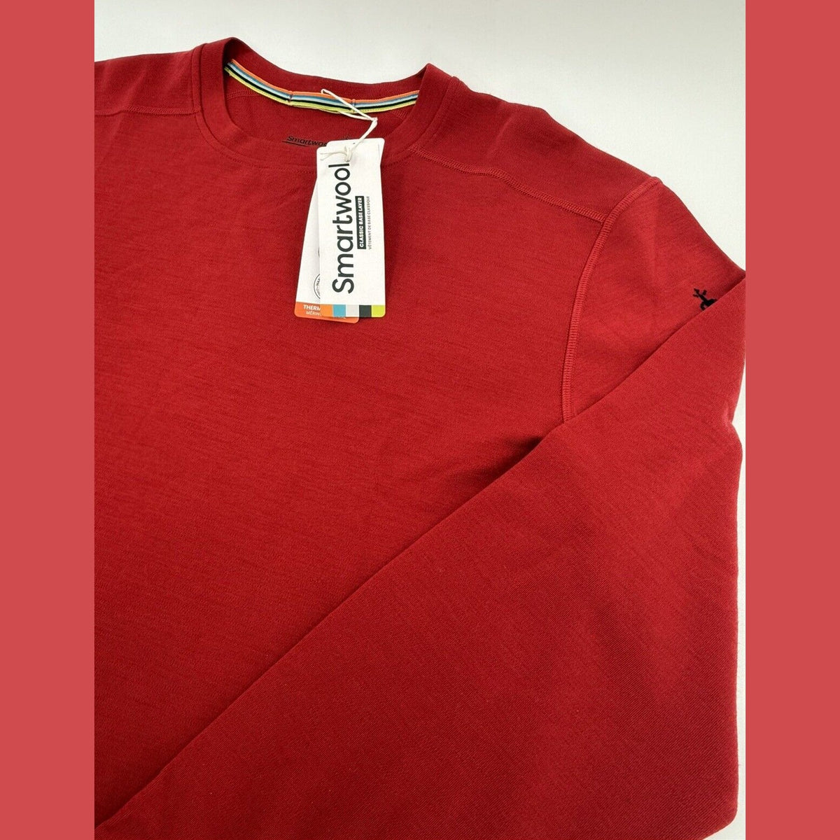 $115 SMARTWOOL Men’s Classic Thermal Merino Base Layer Crew Top- Red - Medium