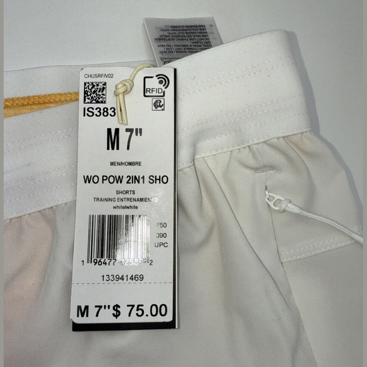 $75 ADIDAS Men's Power Workout 2-in-1 Training Shorts IS3837- White- Medium 7”-