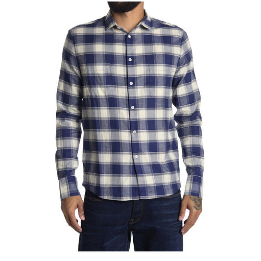 GOOD MAN BRAND Men's Long Sleeve Dress/Casual Shirt Navy Plaid - Medium- $198
