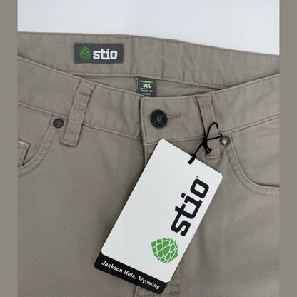 $100 Stio Men’s Organic Rivet Canvas Utility Pants- Talus- Size: 30 Long -New