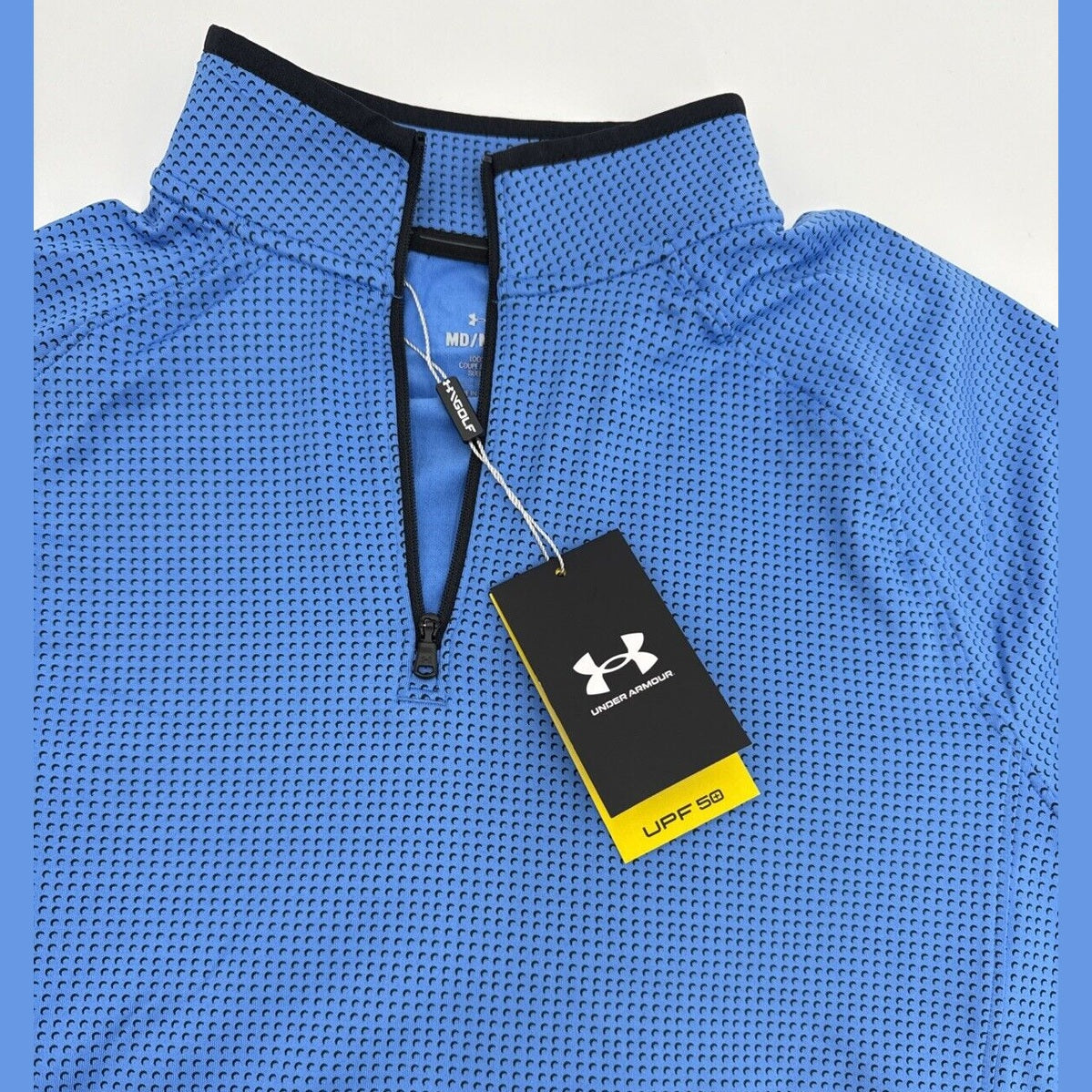 $75 Under Armour Men’s T2 Half Moons Print 1/4 Zip Golf Top - Blue- Medium -New